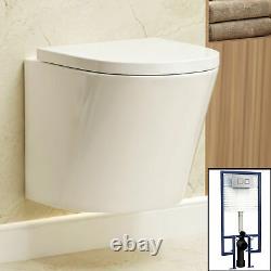 Cesar Wall Hung Rimless Toilet Ceramic & Seat Square Button Cistern Frame