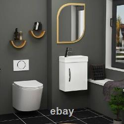 Cesar Wall Hung Rimless Toilet & Seat, Round Button Concealed WC Cistern Frame