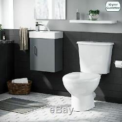 Cloakroom 400 Grey Vanity Basin Sink 1 Door Cabinet Wall Hung and Toilet Carder
