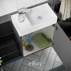 Cloakroom 400 Grey Vanity Basin Sink 1 Door Cabinet Wall Hung and Toilet Carder