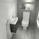 Cloakroom 410mm Hacienda Grey Wall Hung Vanity Sink Unit With Toilet Tap Suite