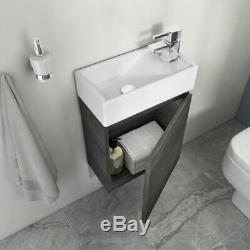 Cloakroom 410mm Hacienda grey wall hung vanity sink unit with toilet tap suite