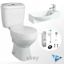 Cloakroom Bathroom Suite with Close Coupled Toilet Wall Hung Wash Basin Sink