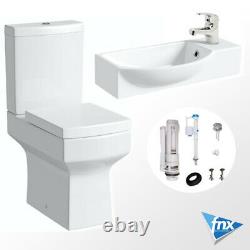 Cloakroom Bathroom Suite with Close Coupled Toilet and Wall Hung Wash Basin Sink