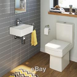 Cloakroom Bathroom Suite with Square Toilet & Rectangle Wall Hung Basin
