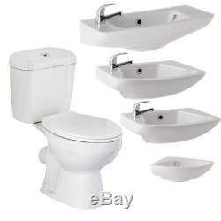 Cloakroom Suite Toilet WC withSeat + G4K Basin Compact Corner Wall Hung White Tap