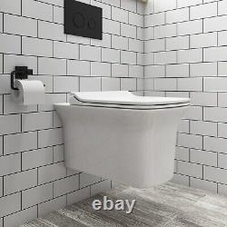 Cloakroom Suite with Basin, Wall Hung Rimless Toilet & Soft Close Seat