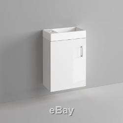 Cloakroom Suite with Wall Hung Vanity Unit & Close Coupled Toilet Gloss White