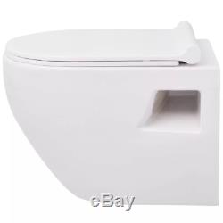 Close Coupled Bathroom Wall Hung Toilet WC White Ceramic Soft Close Seat Pan
