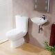Close Coupled Toilet & Wall Hung Basin Cloakroom Bathroom 2 Piece Suite Round