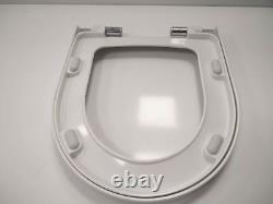 Compact Round Wall Hung Frame Mounted WC Toilet Pan Soft Close Seat White 525mm