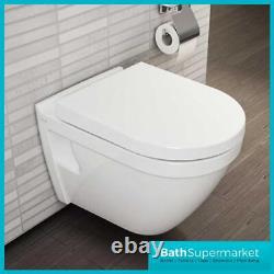 Compact Short Projection Square Wall Hung Toilet WC Pan & Soft Close Seat 480cm