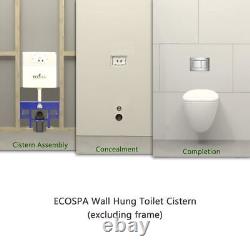 Concealed Cistern Dual Flush Toilet WC Hidden Unit Wall Hung Black Button