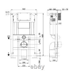 Concealed Cistern Dual Flush Valve Toilet Frame 0.82m Wall Hung WC Hidden Unit