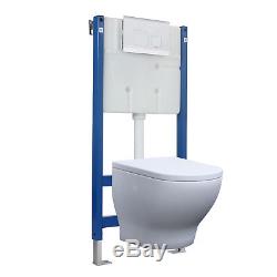 Concealed Cistern Toilet Carrier Wall Hung Dual Flush 6L Metal White Bathroom