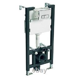 Concealed Cistern WC Universal Frame Wall Hung Toilet Chrome Flush Push Button