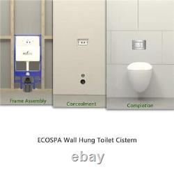 Concealed Toilet Cistern Wall Hung Back to Wall Frame Dual Flush Black Button