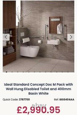 Concept freedom bathroom pack white wall hung toilet plus extras mobility new