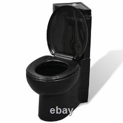Corner Toilet WC Ceramic Bathroom Soft-close Seat Water Space Saving Black/White