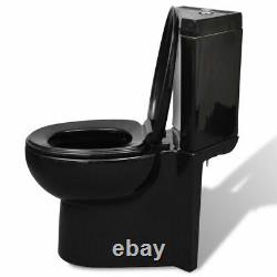 Corner Toilet WC Ceramic Bathroom Soft-close Seat Water Space Saving Black/White