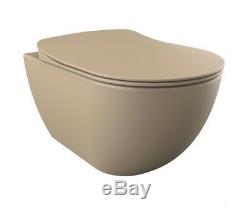Creavit FE320 Cappuccino Matt Wall Hung Rimless Mounted Toilet Pan wc soft seat