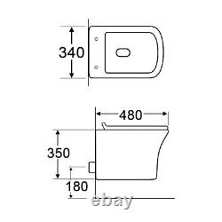 Cube Wall Hung Rimless Toilet & Seat, Round Button Concealed WC Cistern Frame