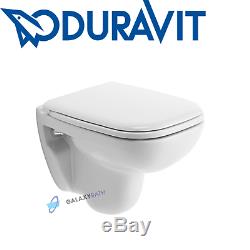 DURAVIT D-CODE 48CM COMPACT WC WALL HUNG TOILET PAN WITH SOFT SEAT 2in1 SET