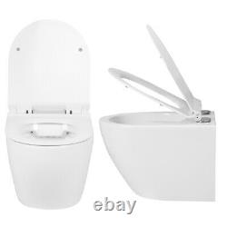 D Type Toilet WC Wall Hung Mounted Ceramic Cloakroom Heavy Duty Soft Close Seat
