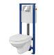Delfi Wall Hung Toilet And Mounting Frame With Button Flush With Seat