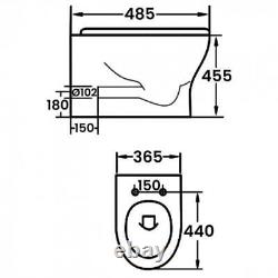 Delphi Fluid Comfort Height Back to Wall Rimless Toilet 485mm Projection Soft