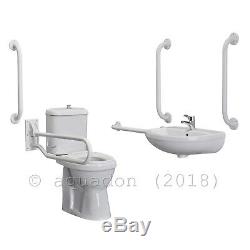 Doc M Pack Disabled Bathroom Suite Basin Sink Tap Toilet Seat Grab Rails