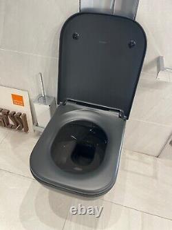 Duravit Happy D2 Wall Hung Wc And Soft Close Seat Anthracite Matt