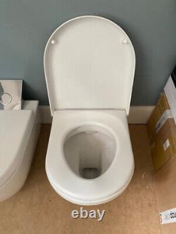 Duravit Starck 3 Compact Wall Hung Toilet + Soft-Close Seat, Flush Plate, White