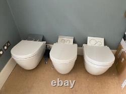 Duravit Starck 3 Compact Wall Hung Toilet + Soft-Close Seat, Flush Plate, White