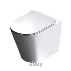 Durovin Bathroom Toilet Pan Back To Wall Round White WC + Soft Close Seat 400mm