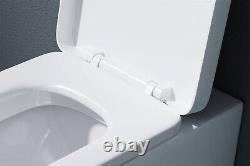 Durovin Bathroom Toilet Pan Back To Wall Square White WC + Soft Close Seat