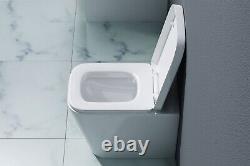 Durovin Bathroom Toilet Pan Back To Wall Square White WC + Soft Close Seat