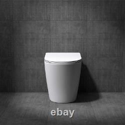 Durovin Bathroom Toilet Pan Ceramic Back To Wall Rimless White Soft Close Seat