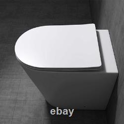 Durovin Bathroom Toilet Pan Ceramic Back To Wall Rimless White Soft Close Seat