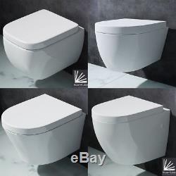 Durovin Bathroom Wall Hung Back Wall Soft Close White Gloss Ceramic Toilet Pan
