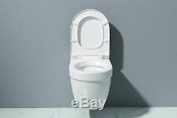 Durovin Bathrooms Modern Wall Hung Toilet Pan Ceramic WC Soft Close Seat White