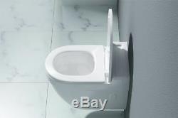 Durovin Bathrooms Modern Wall Hung Toilet Pan Ceramic WC Soft Close Seat White