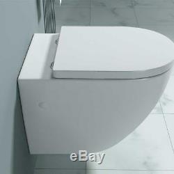 Durovin Bathrooms Modern Wall Hung Toilet WC White Ceramic With Soft Close Seat