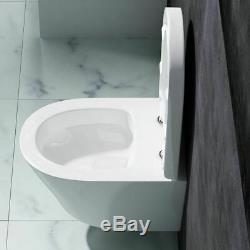 Durovin Bathrooms Modern Wall Hung Toilet White Ceramic WC Soft Close Seat