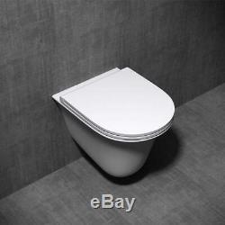 Durovin Bathrooms Rimless Wall Hung D Shape Toilet With Soft Close Seat