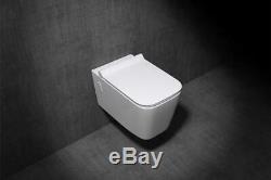 Durovin Bathrooms Toilet WC Pan Ceramic Wall Hung White With Soft Close Seat