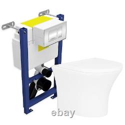 ECO Rimless Wall Hung Toilet Pan, Seat & 0.74m Concealed Cistern Frame WC