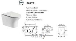 EVOLVE Modern Rimless Wall Hung Toilet with Thin Soft Close Seat-Round Shape
