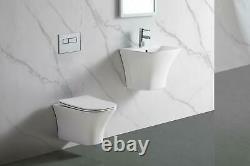 EVOLVE Modern Rimless Wall Hung Toilet with Thin Soft Close Seat-Square Shape