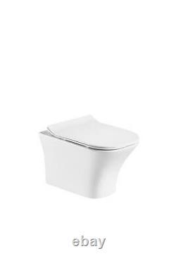 EVOLVE Modern Rimless Wall Hung Toilet with Thin Soft Close Seat-Square Shape